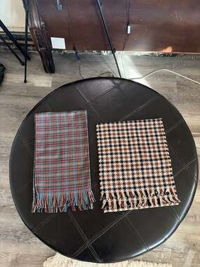 Vintage Pendleton 100% Virgin Wool Scarf Lot of 2 Plaid & Houndstooth